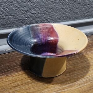 Salado Texas Pottery Bowl Blue Red Tan Purple